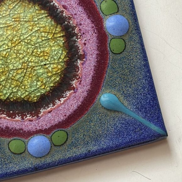 Matthew Patton Decorative Art Tile Trivet Vibrant Colors in Abstract 6x6 - Picture 3 of 7